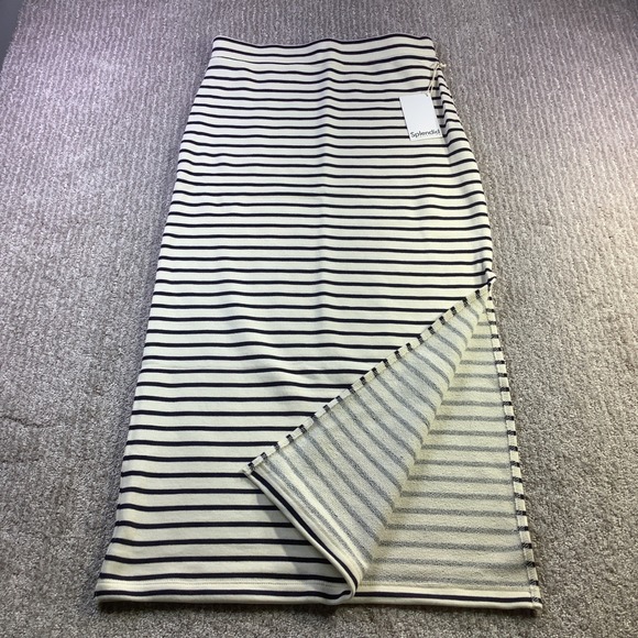Splendid Dresses & Skirts - Splendid Womens Striped Knit Maxi Skirt Navy Cream Side Slit Size Small NWT